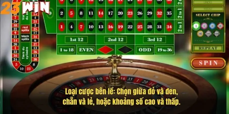 Roulette Trực Tuyến – Bí Quyết Thắng Lớn Tại Nhà Cái 23Win 2 loai-cuoc-ben-le-chon-giua-do-va-den-chan-va-le-hoac-khoang-so-cao-va-thap